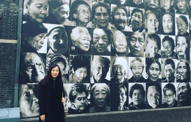 Sylvia Yu Friedman at the entrance of the Comfort Women museum in Nanjing on the official opening day 2015-12-01